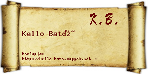 Kello Bató névjegykártya